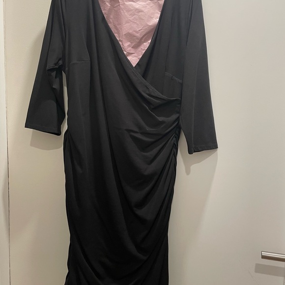 Bravissimo Black dress, ruched on the sides,SLIMMING,Stretch Sz 14 Rsc, Sexy - Picture 3 of 10